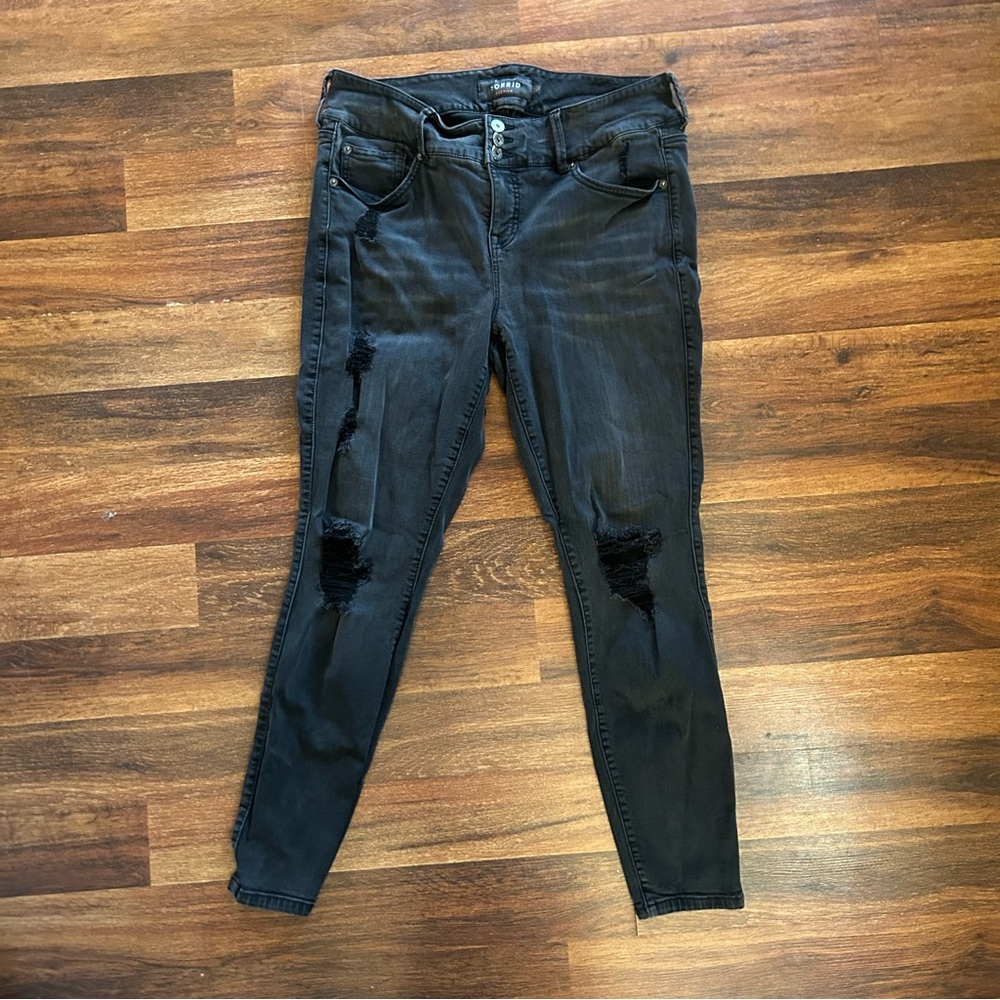 Torrid Charcoal Distressed Jeggings